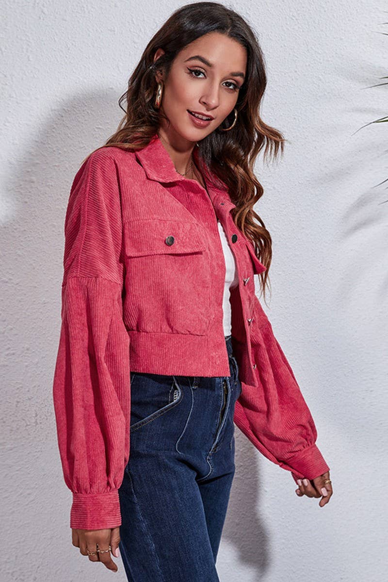CWOJA1094_BALLOON SLEEVE CORDUROY SHORT JACKET