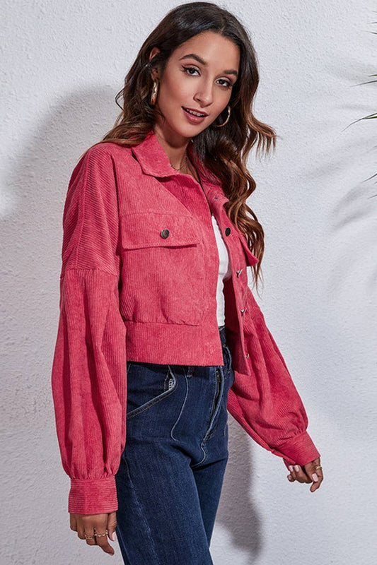 CWOJA1094_BALLOON SLEEVE CORDUROY SHORT JACKET