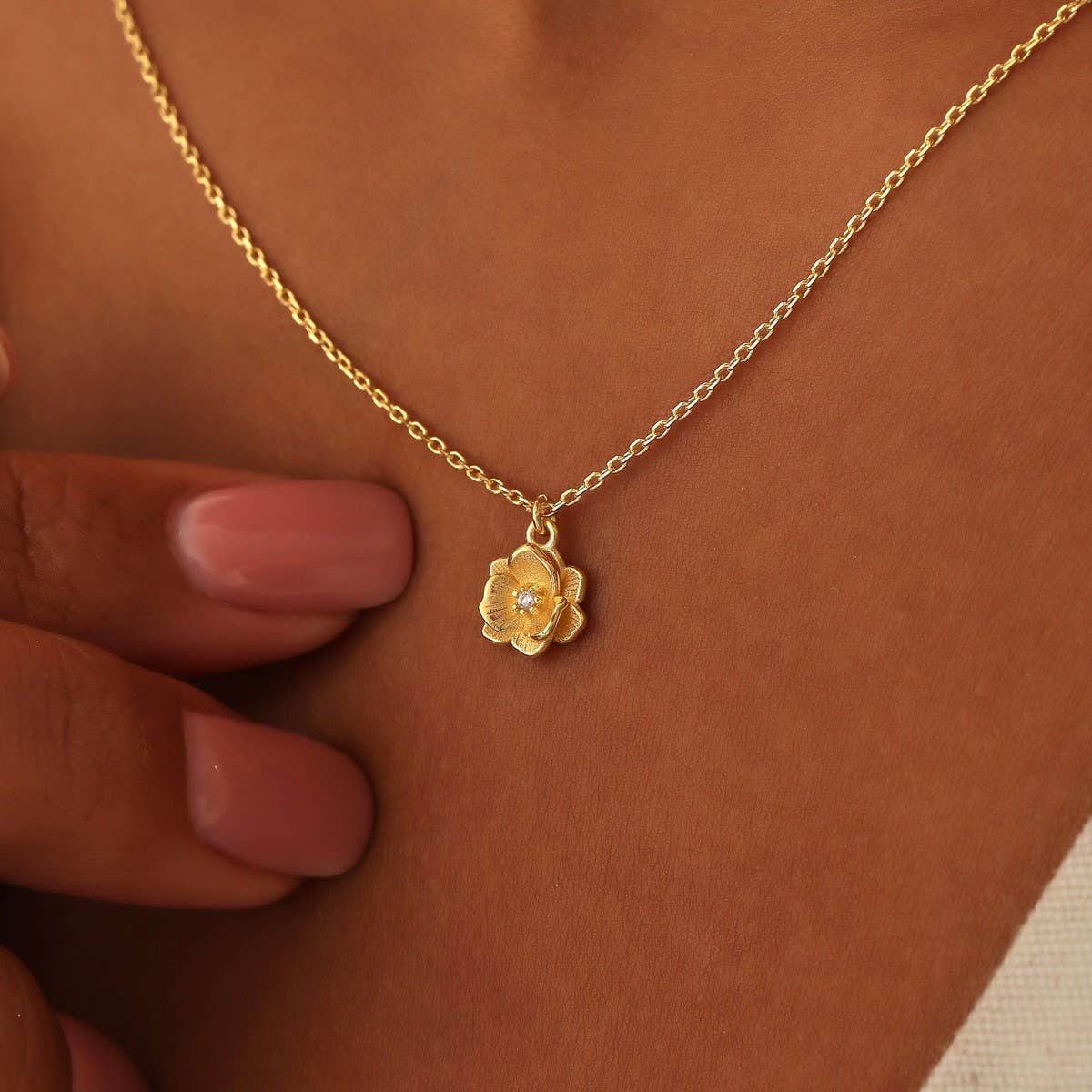 December birth flower pendant 3D necklace