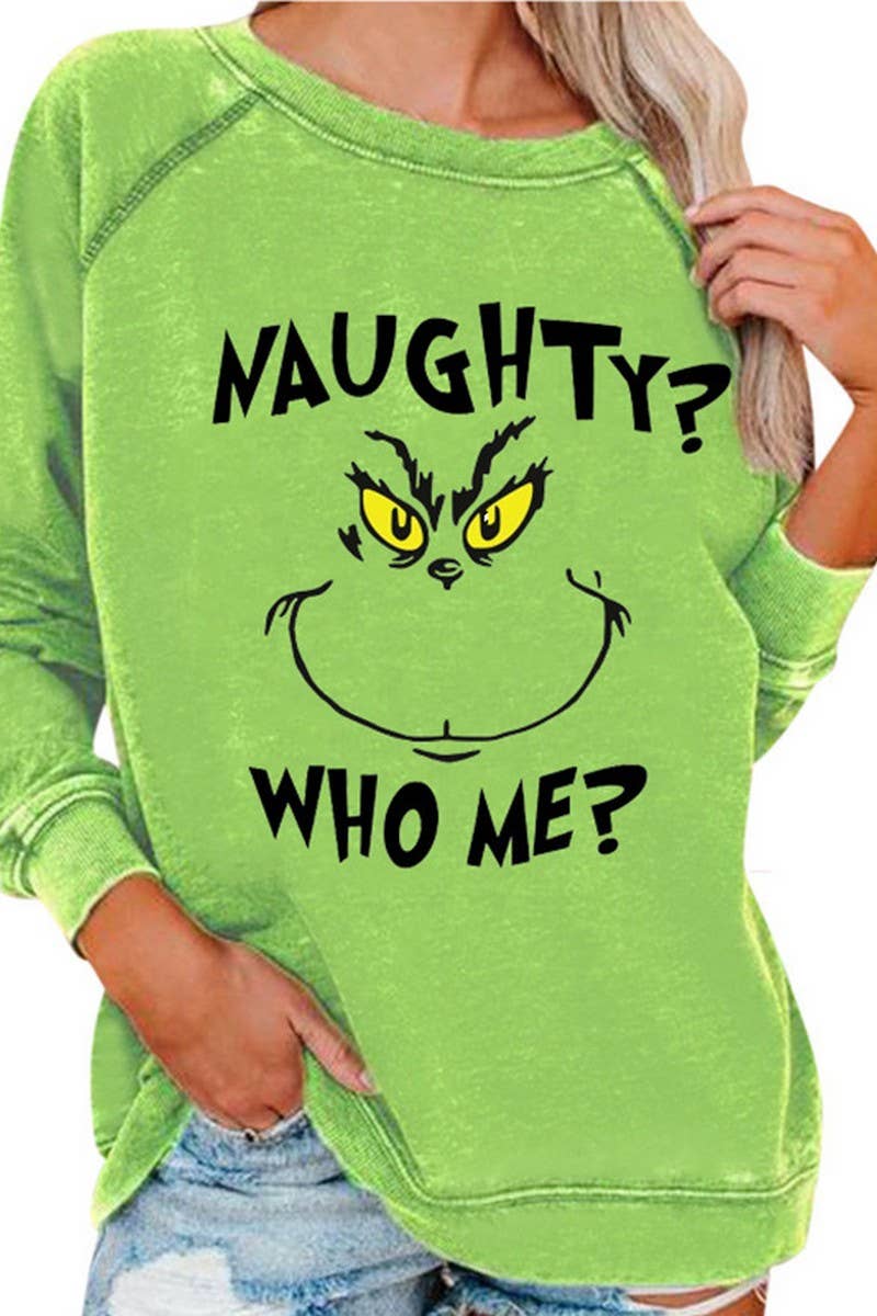 CWTBLL01326_CHRISTMAS CARTOON HORN SLEEVE SWEATSHIRT