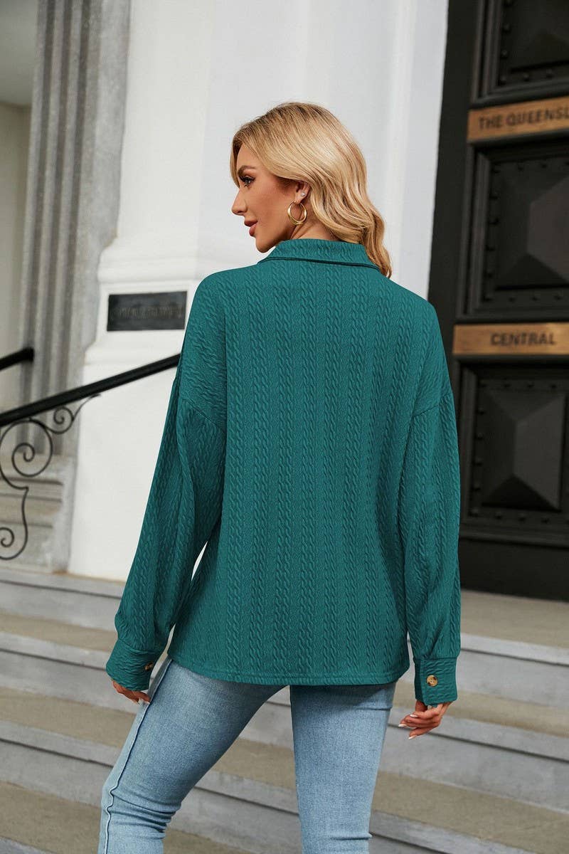 CWTSTL2066_LAPEL BUTTON POCKET LONG SLEEVE SHIRT COATS