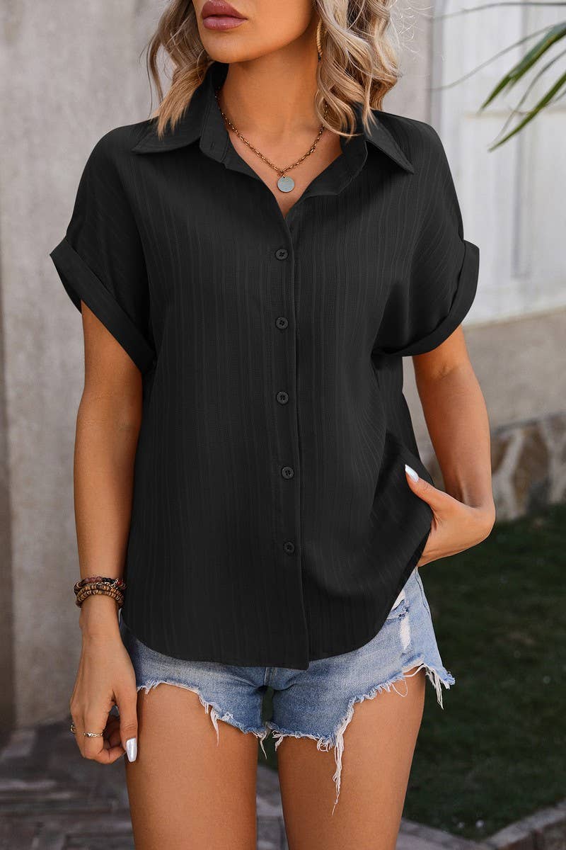 CWTSTS0325_Open Front Short Sleeved Shirt Top