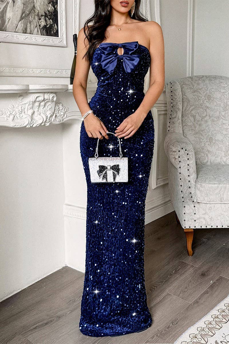 CWDMD01182_SEQUIN STRAPLESS ELEGANT EVENING GOWN DRESS