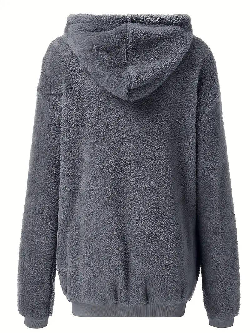 CASUAL LOOSE SOLID COLOR ZIP-UP CARDIGAN COAT