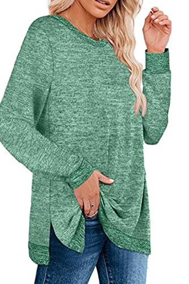 CWTBLL3686_COLORBLOCK SLIT LOOSE CASUAL PULLOVER TOP