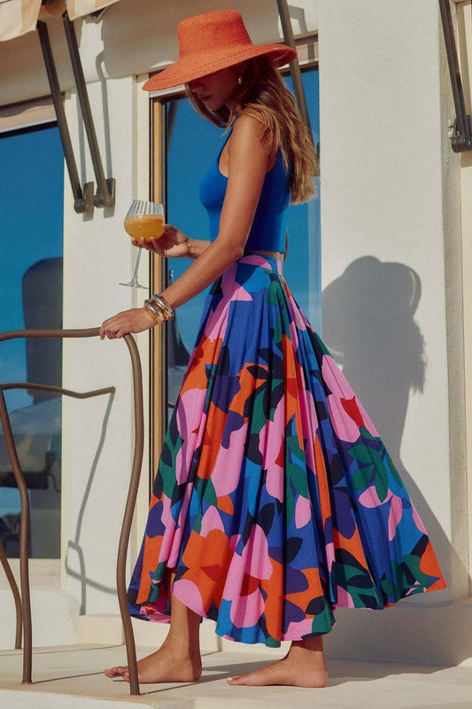 CWBLS0534_CASUAL PRINTED BOHO MID-LENGTH SKIRT