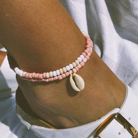 18K Gold Double Layer Shell Anklet, Stainless_CWAJE4701