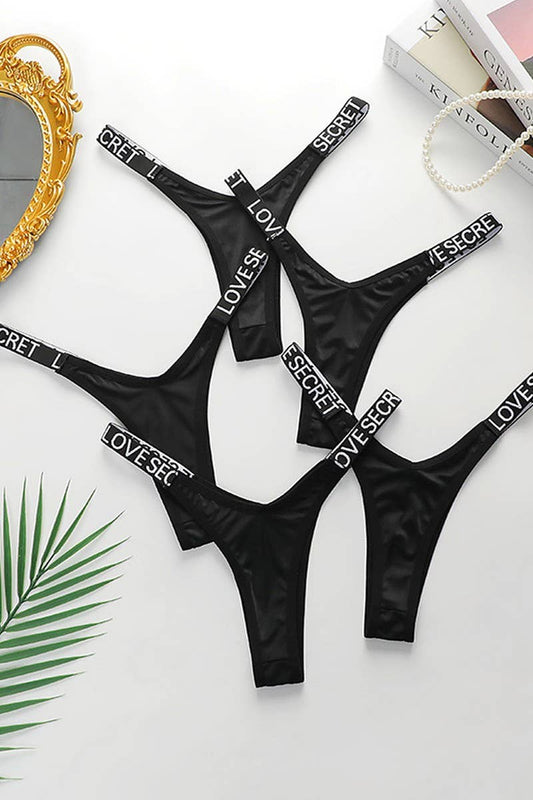 CWMU00304_SEXY LOW-RISE LETTER PRINT THONG PANTIES SET