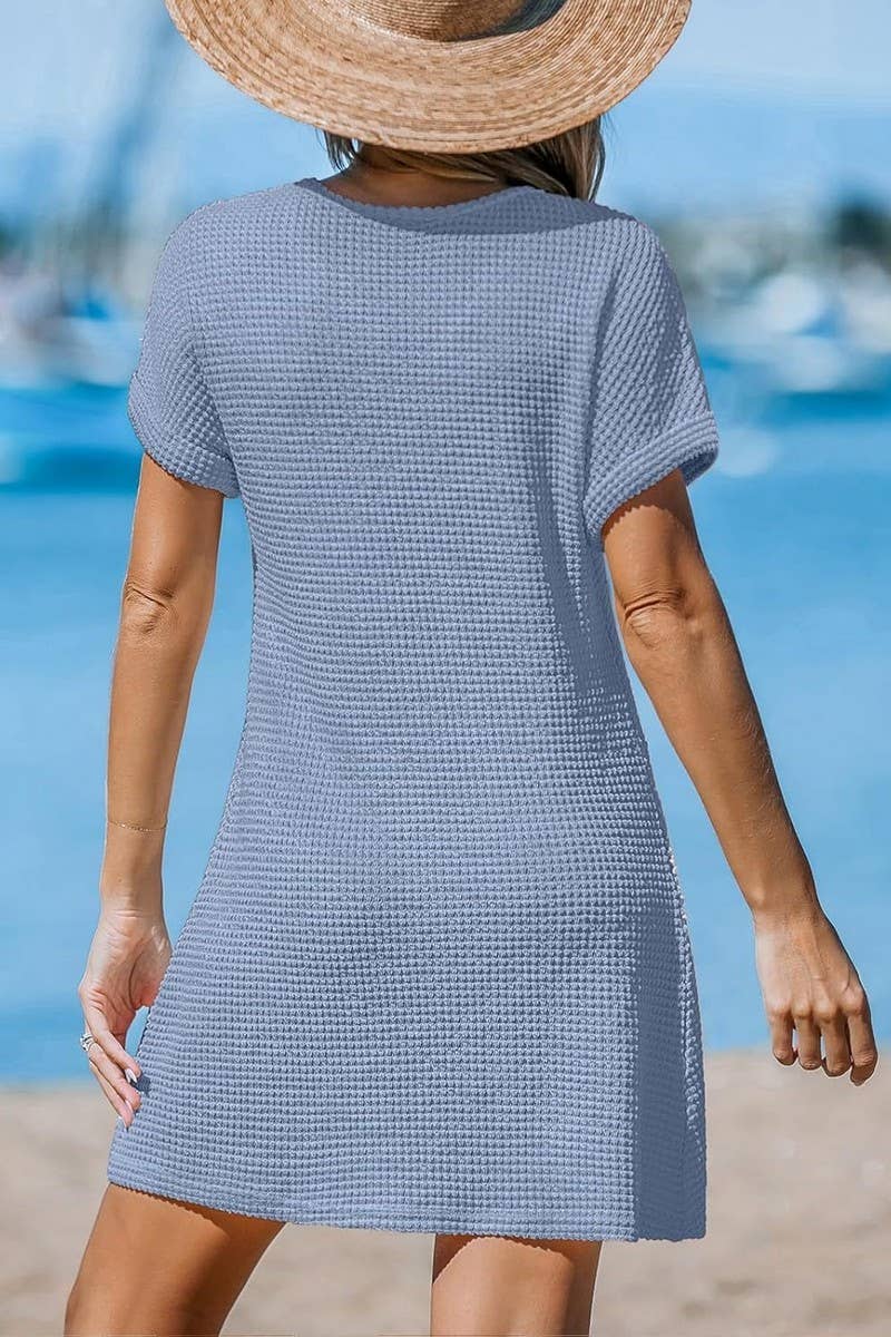 CWDSD8698_TWIST FRONT V-NECK BEACH COVER-UP DRESS