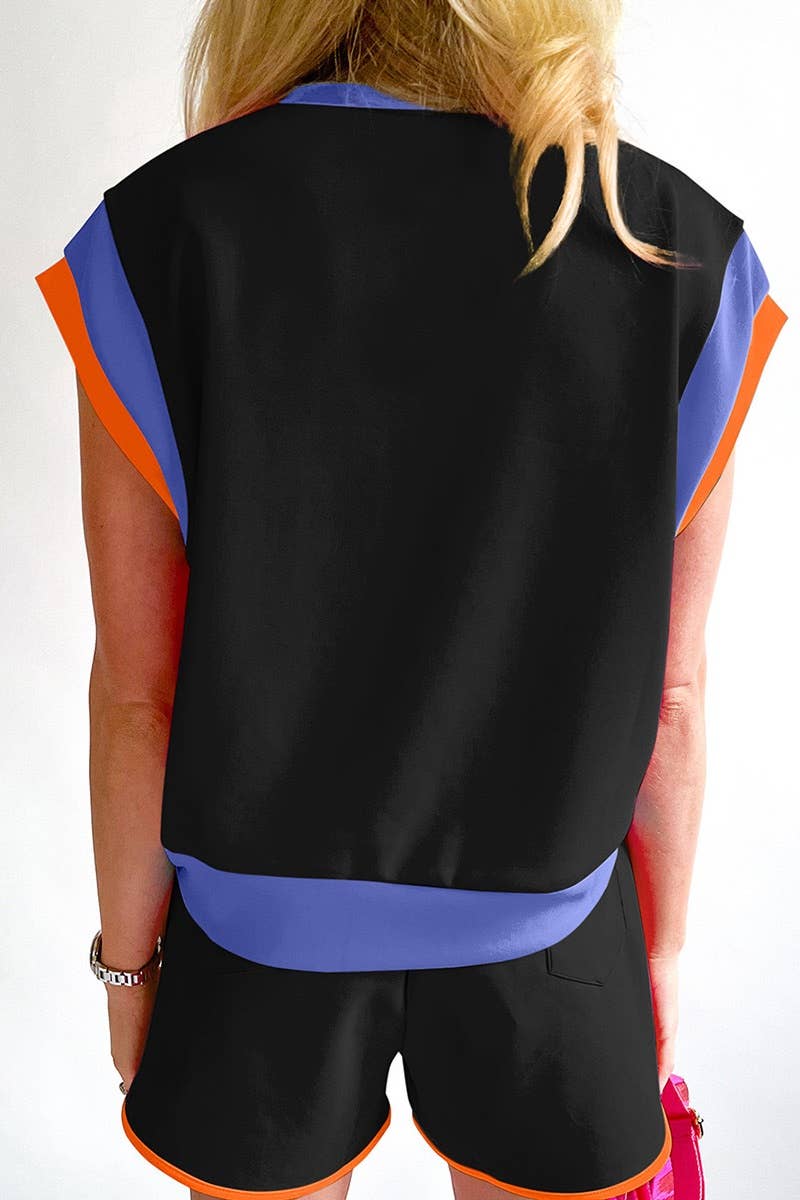 CWSS0638_CASUAL SLEEVELESS CREW NECK TOP SHORTS SUIT