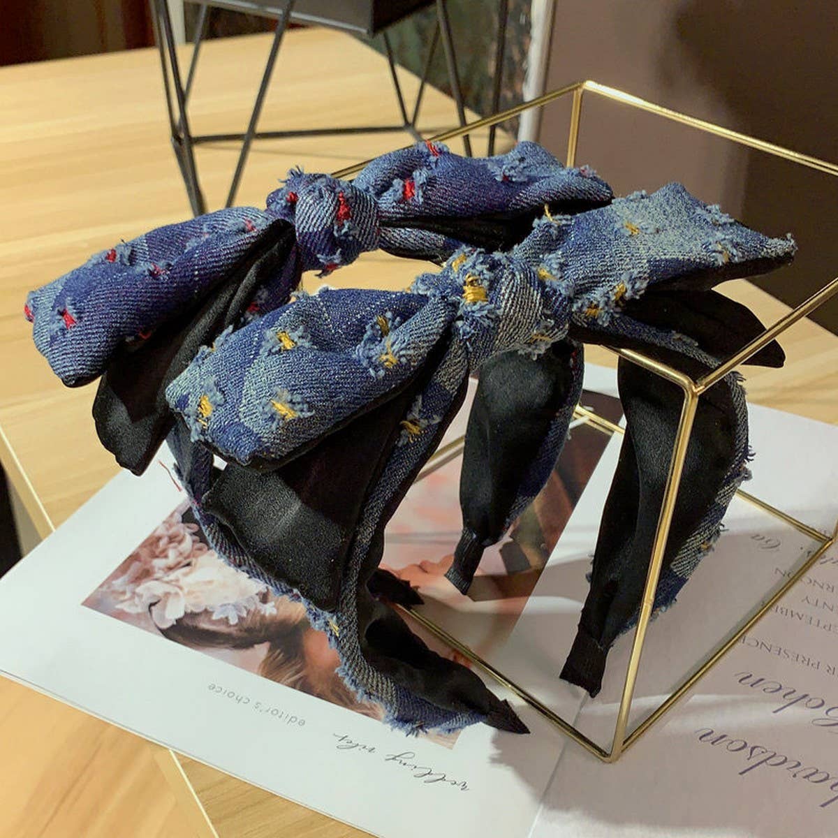SIMPLE AND ELEGANT DENIM BOW HEADBAND