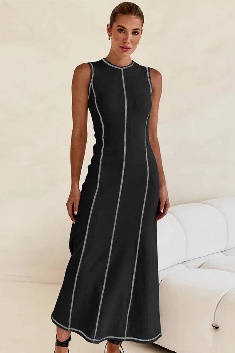 CWDMD6150_VINTAGE FRENCH SLEEVELESS A-LINE DRESS