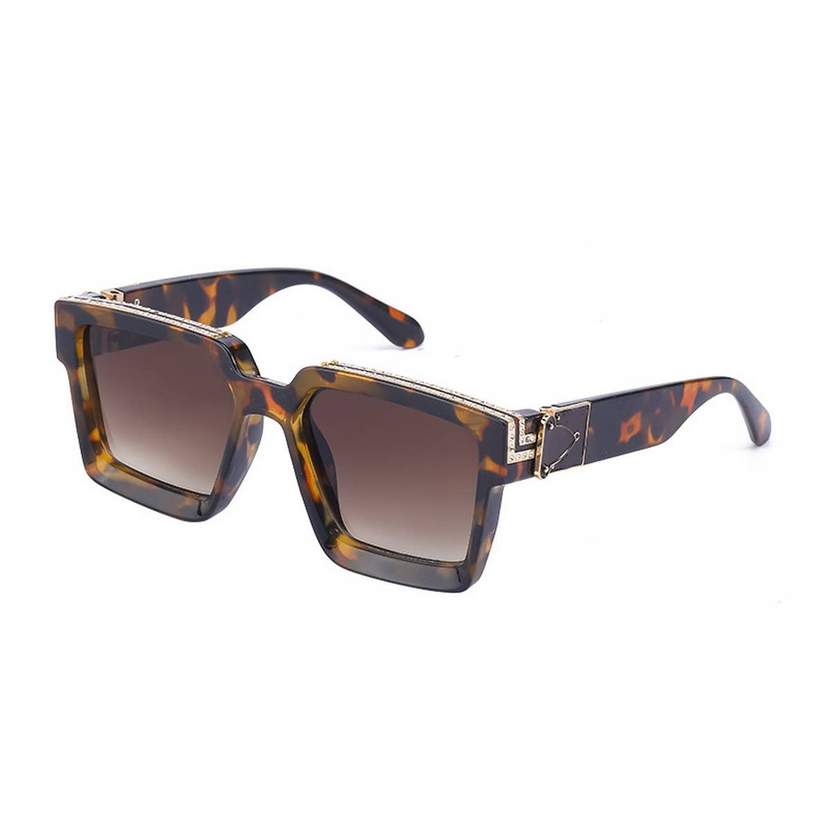LARGE SQUARE FRAME SUNGLASSES WITH DIAMONDS