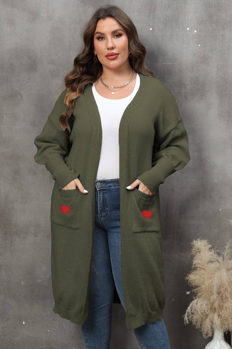 CWOSWL1578_PLUS Size Open Front Long Sleeve Cardigan Sweater