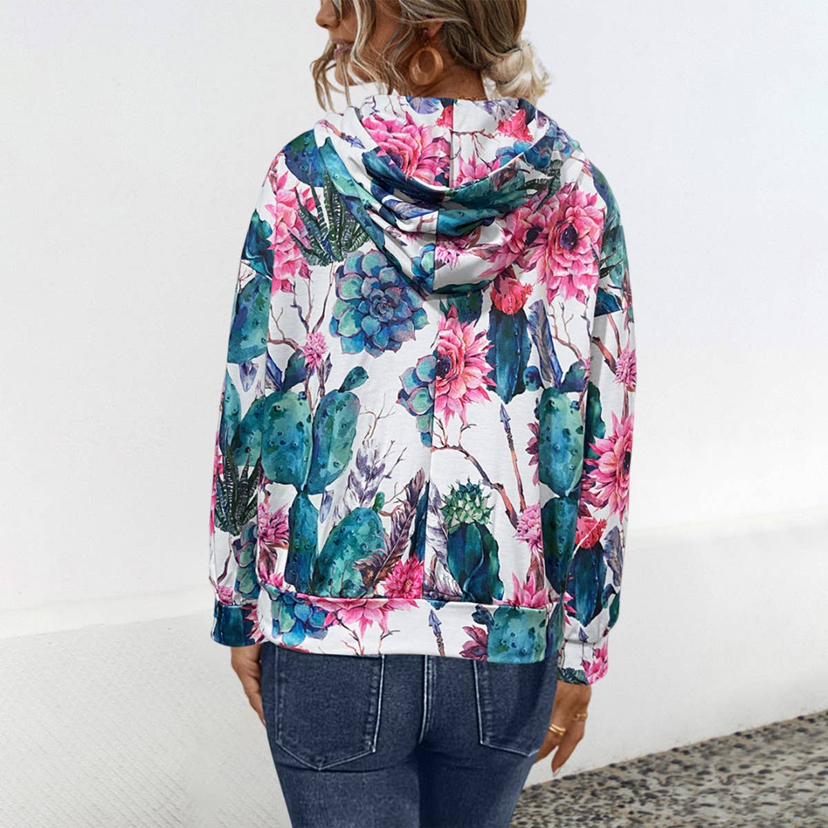 CASUAL PRINTED HOODED POCKET HOODIE