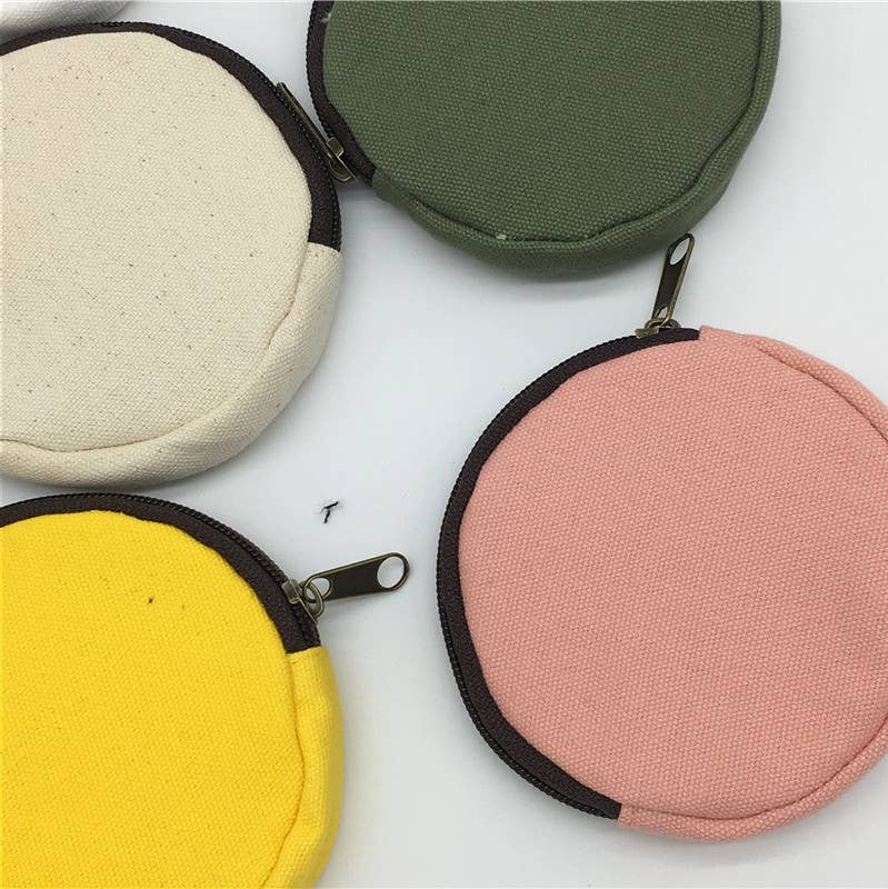 Round cartoon canvas coin purse and money bag