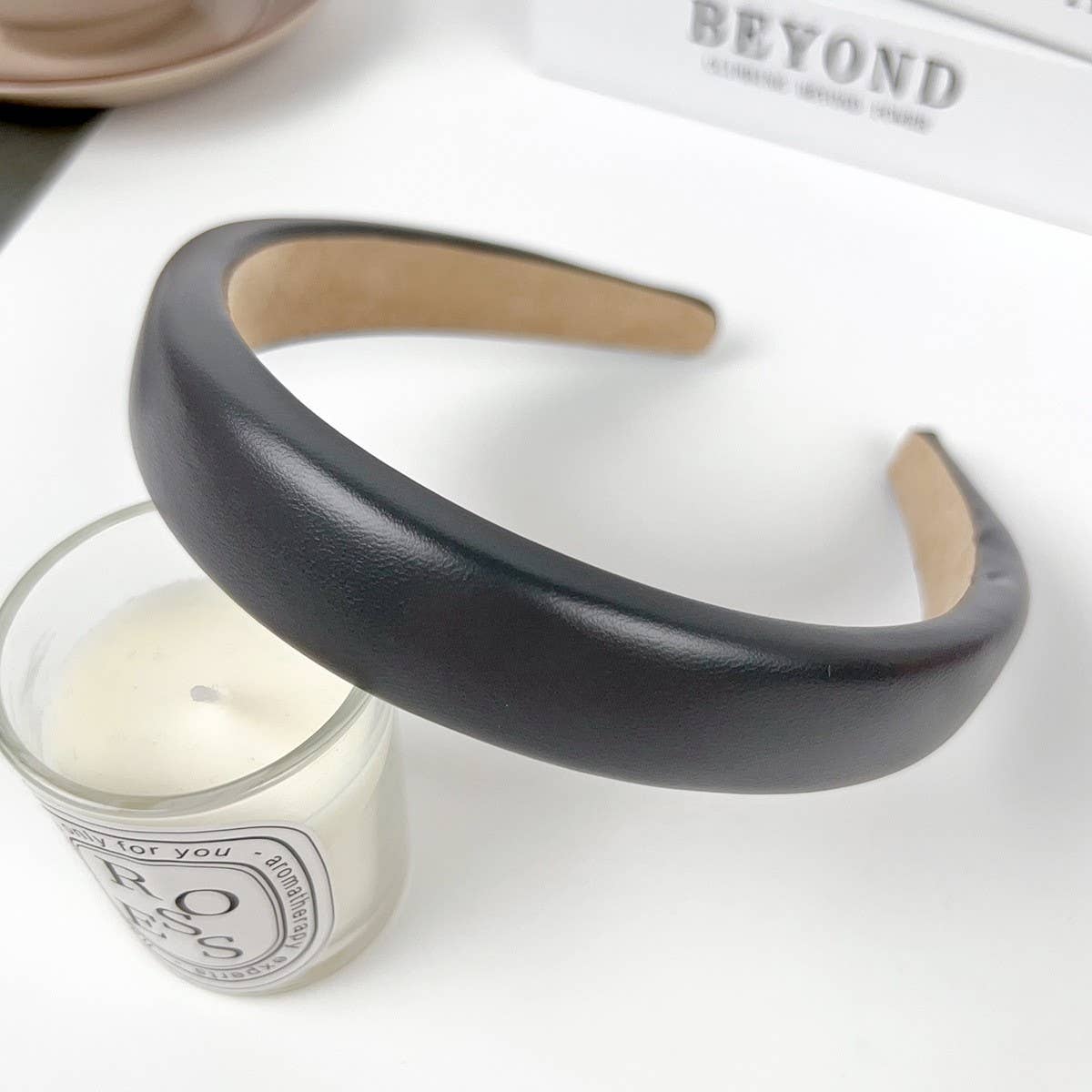 TEXTURED SOLID COLOR WIDE BRIM HIGH TOP HEADBAND