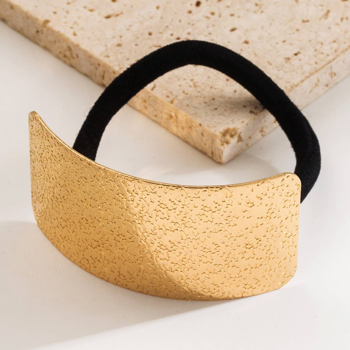 Alloy Minimalist Brushed Metal Elastic Hair Tie_CWAHA6217