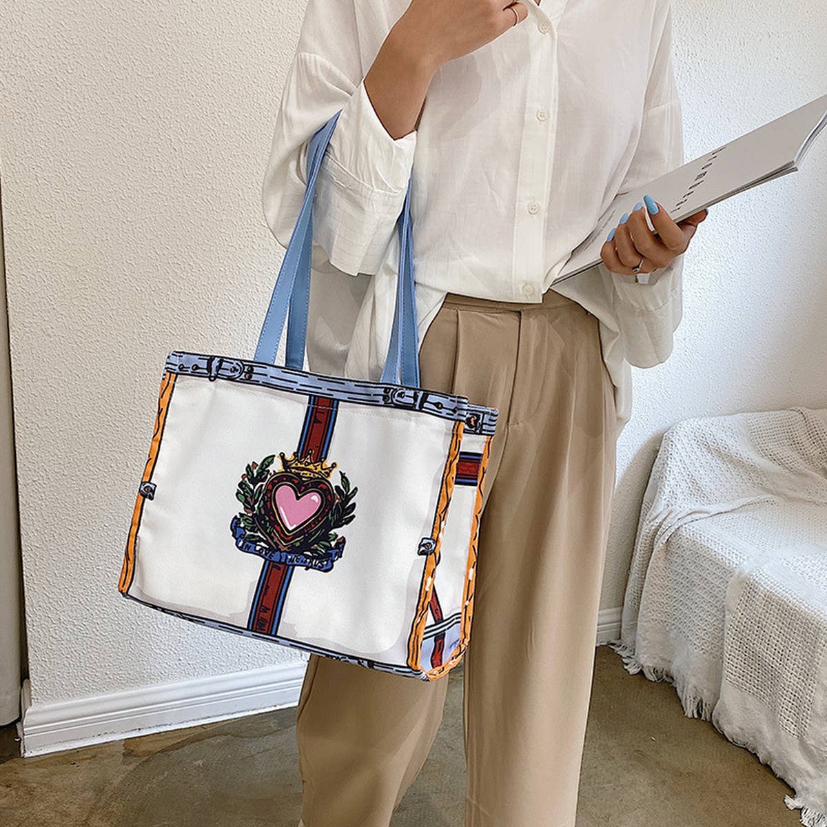 SIMPLE CANVAS ONE-SHOULDER HANDBAG_CWAB0999
