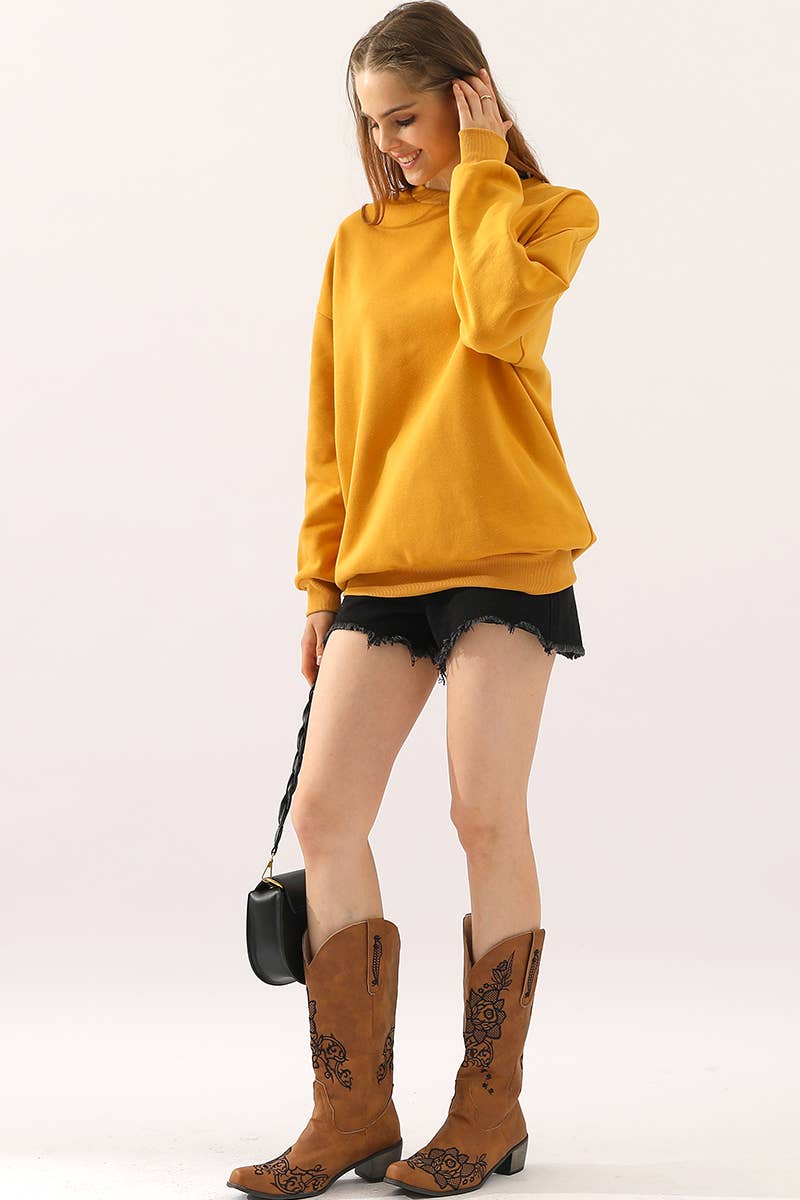 CWTTL1424_Round Neck Casual Long Sleeve Top