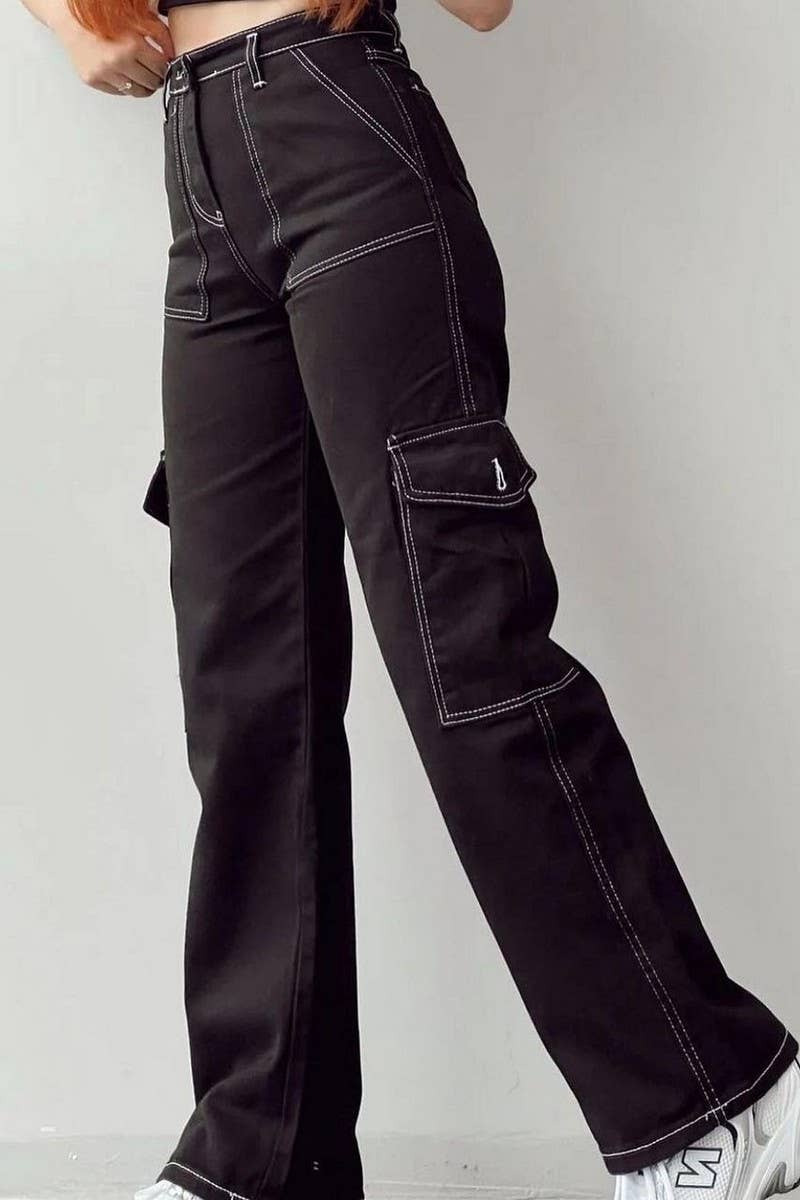 CWBLP1487_MID-RISE THREE-DIMENSIONAL POCKET OVERALLS