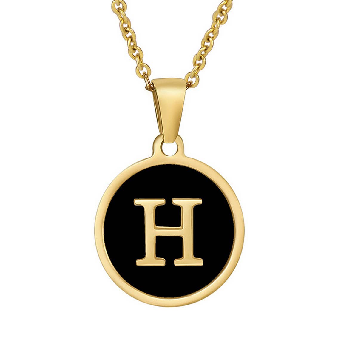 CIRCULAR SHELL ENGLISH LETTER PENDANT NECKLACE