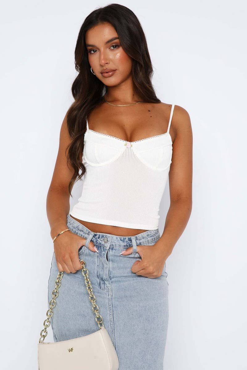 CWTTK1137_LACE TRIM WAIST TIE CROP CAMI VACATION TOP