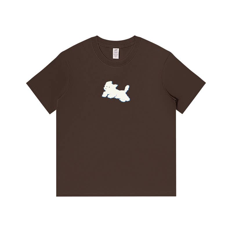 CWTTS0927_LITTLE WHITE DOG PRINT CREW NECK SHORT SLEEVE