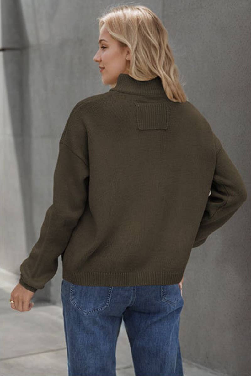 CWOCAL2213_HIGH-NECK POCKET BUTTON LONG-SLEEVED CARDIGAN