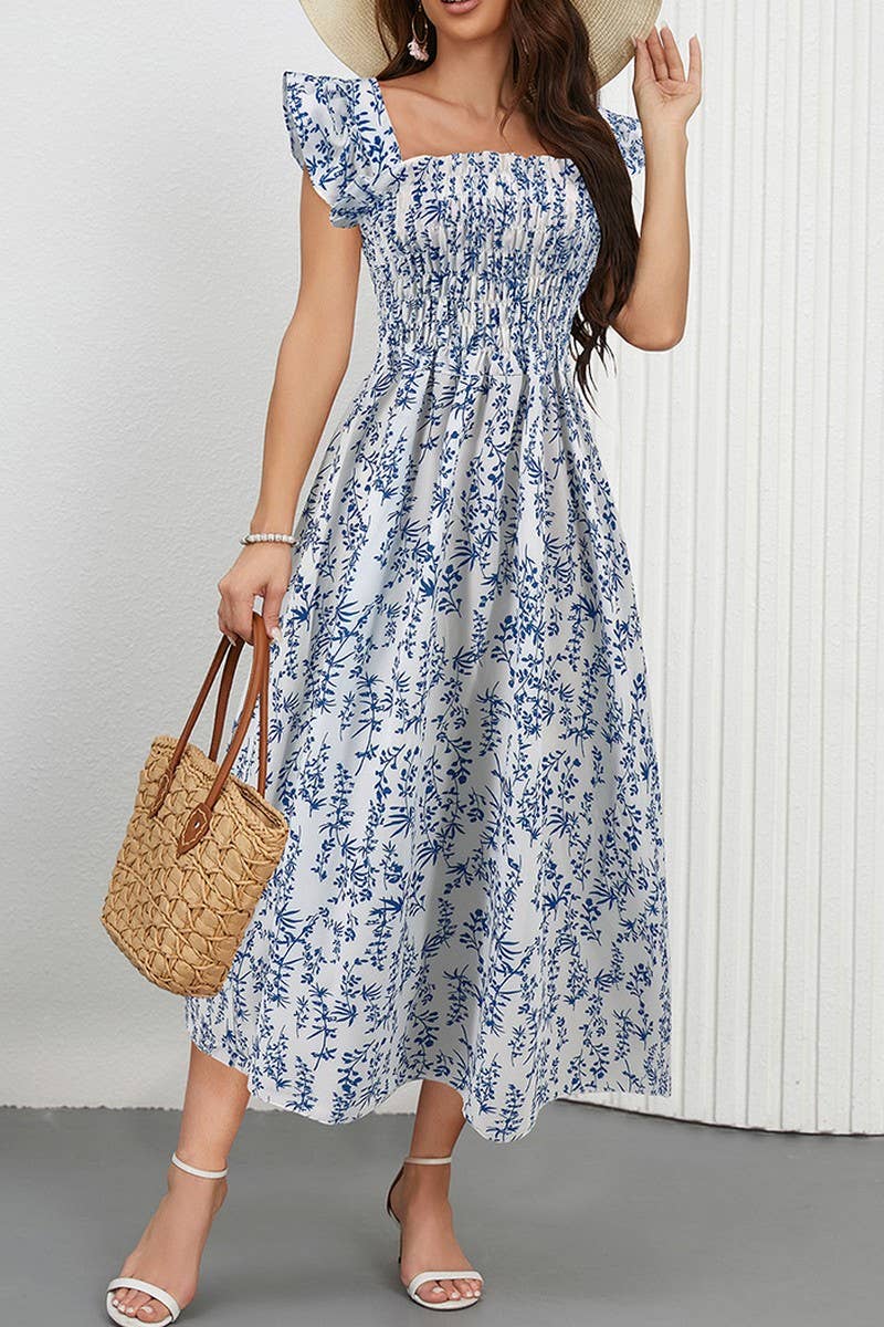 CWDMD6205_FLORAL FLUTTER SLEEVE SQUARE NECK MAXI DRESS