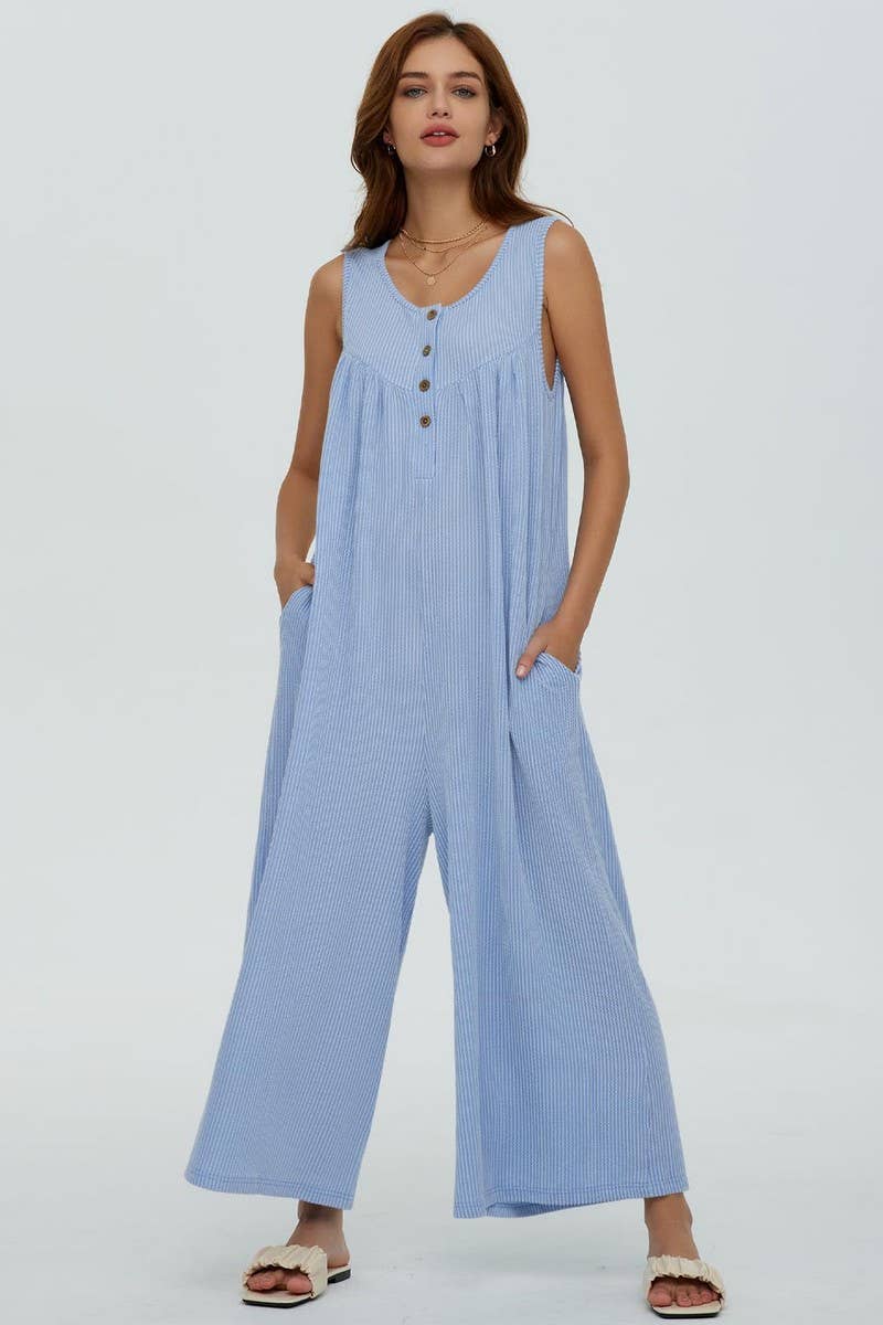 CWSJS0720_SOLID COLOR CASUAL LOOSE POCKET JUMPSUIT