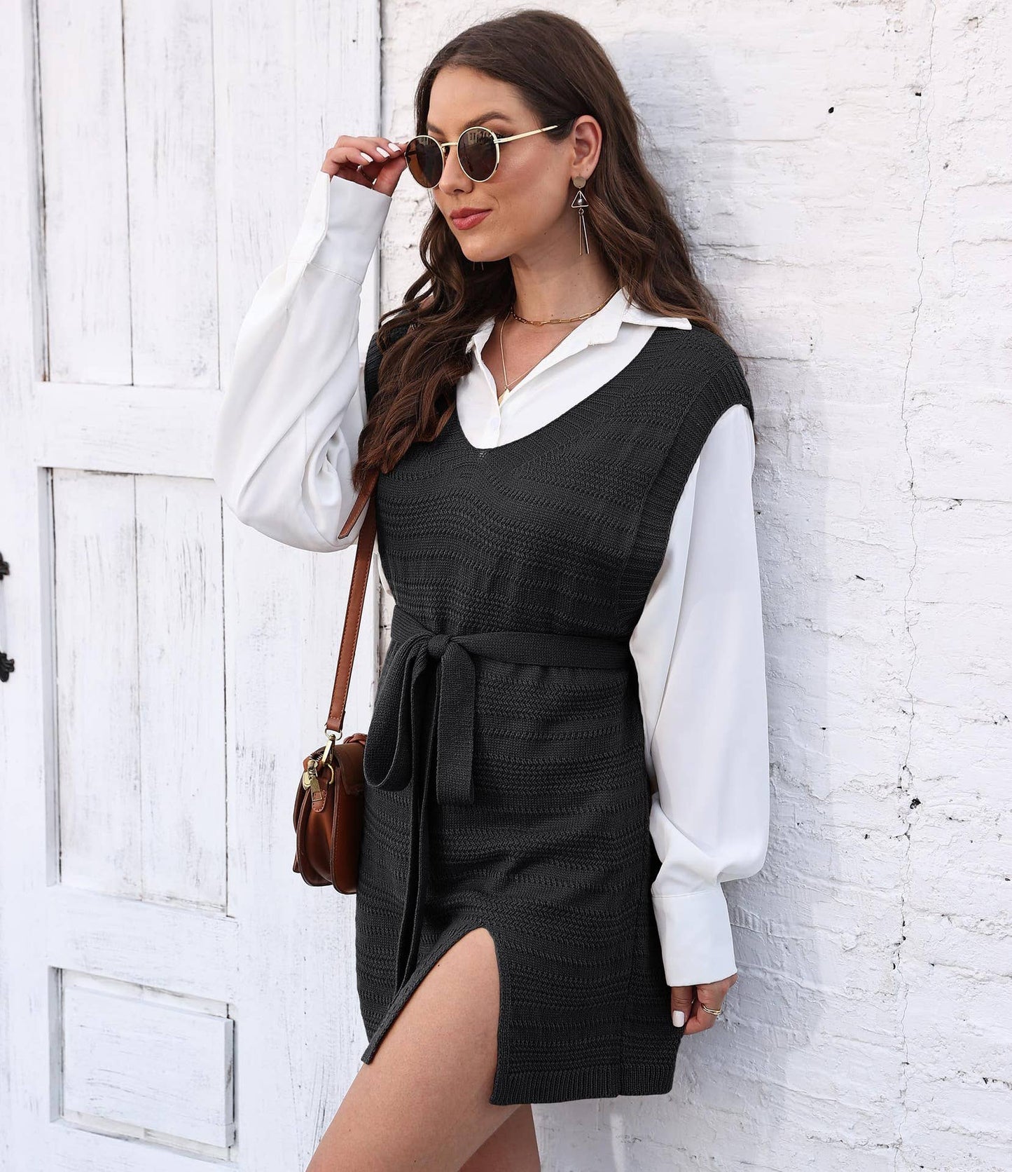 AUTUMN/WINTER KNIT SUNDRESS WITH SPLIT STRAPS