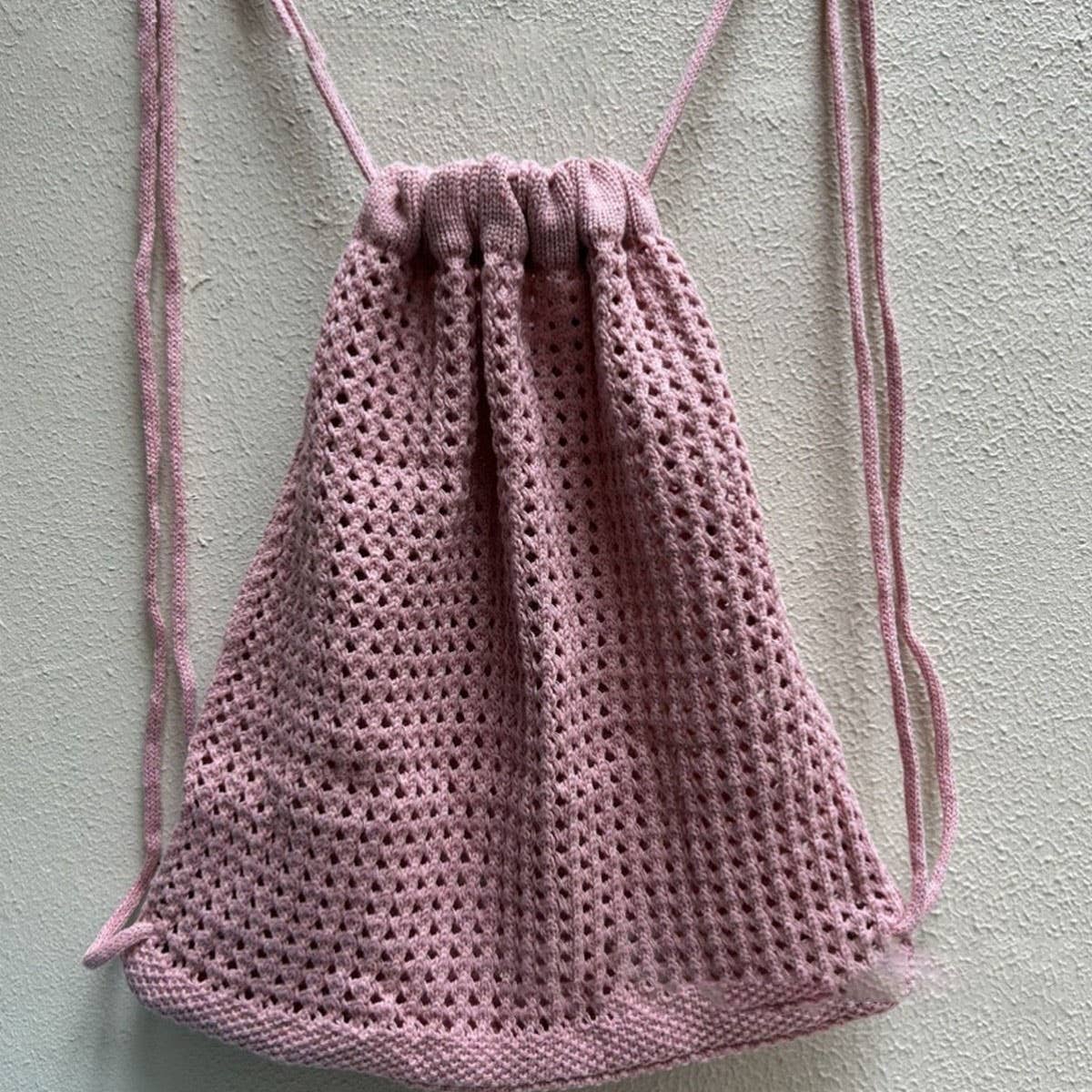 CUAB00623_2025 KHAKI KNIT BACKPACK WOMEN CASUAL WOVEN BAG