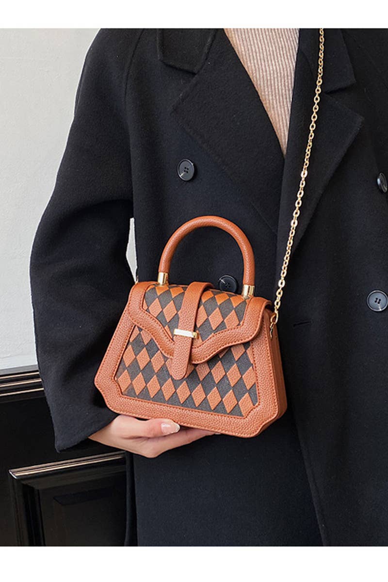 PLAID BOX HANDLE CROSS CHAIN SMALL BAG_CWAB0528