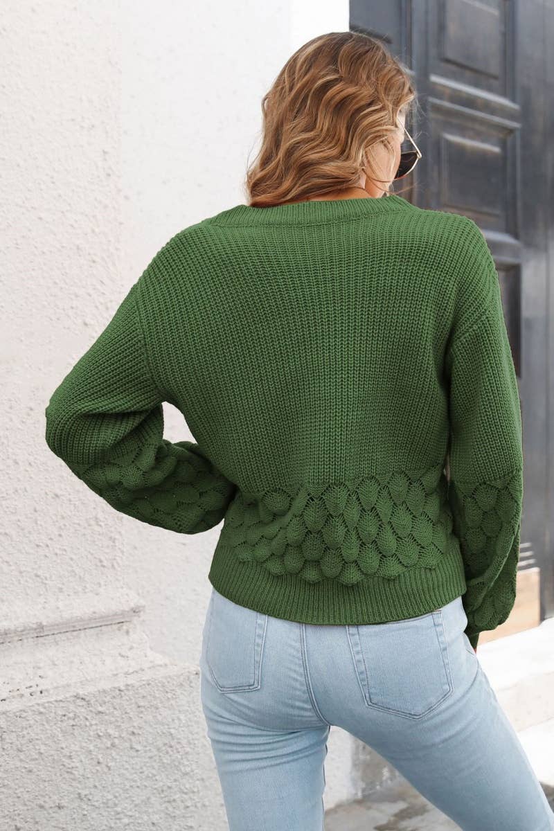 CWOSWL6398_THREE-DIMENSIONAL FEATHER LANTERN SLEEVE SWEATER