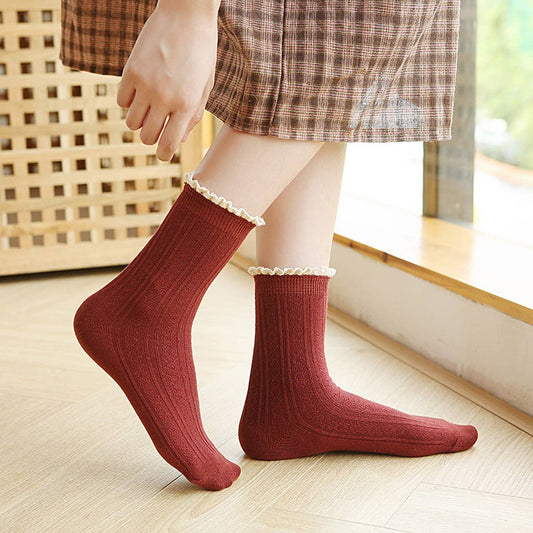 AUTUMN AND WINTER COLLEGE STYLE MID-TUBE SOCKS_CWMS0980