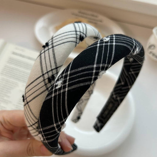 NEW RETRO BLACK AND WHITE PLAID HEADBAND