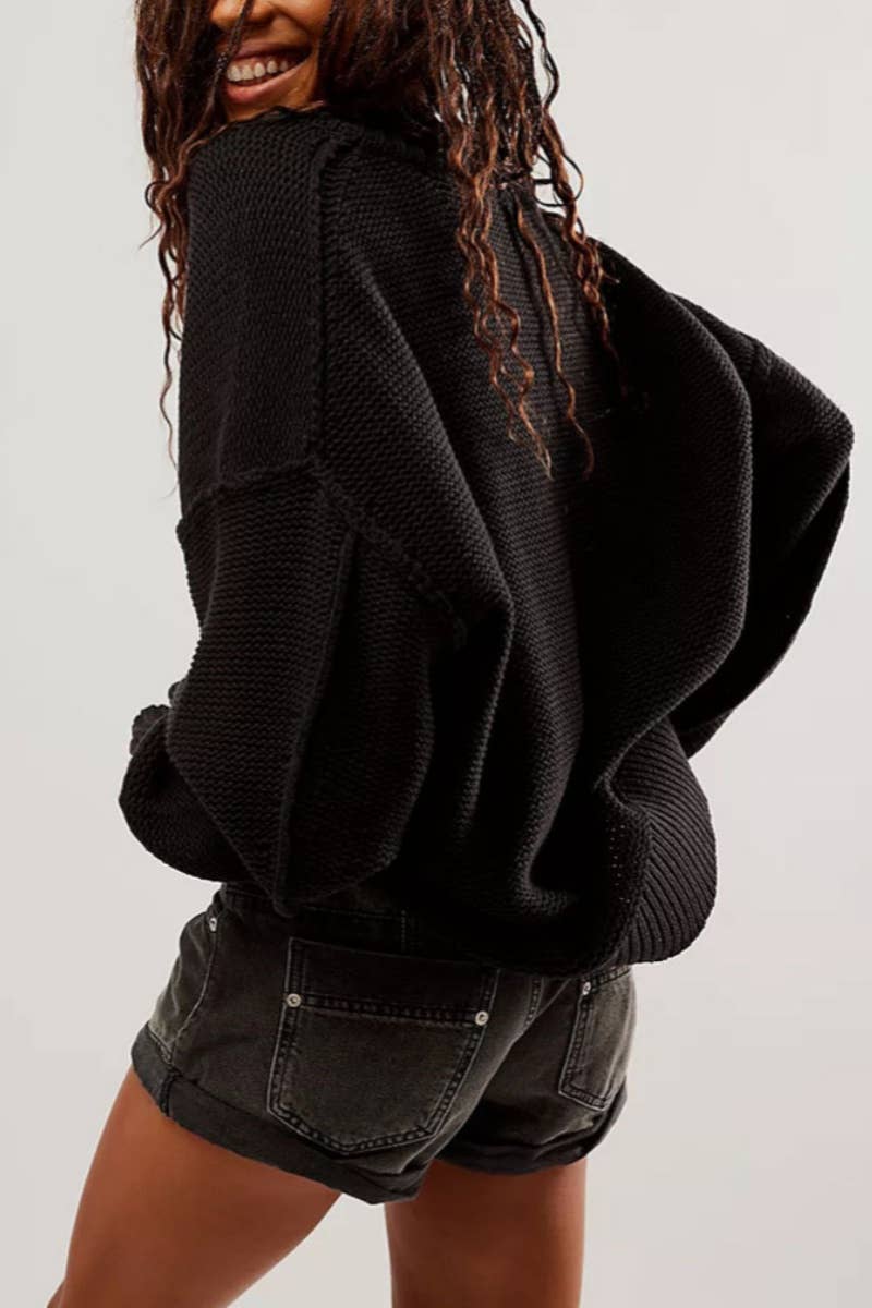 CWOSWL5839_STYLISH V-NECK LONG-SLEEVED PULLOVER SWEATER