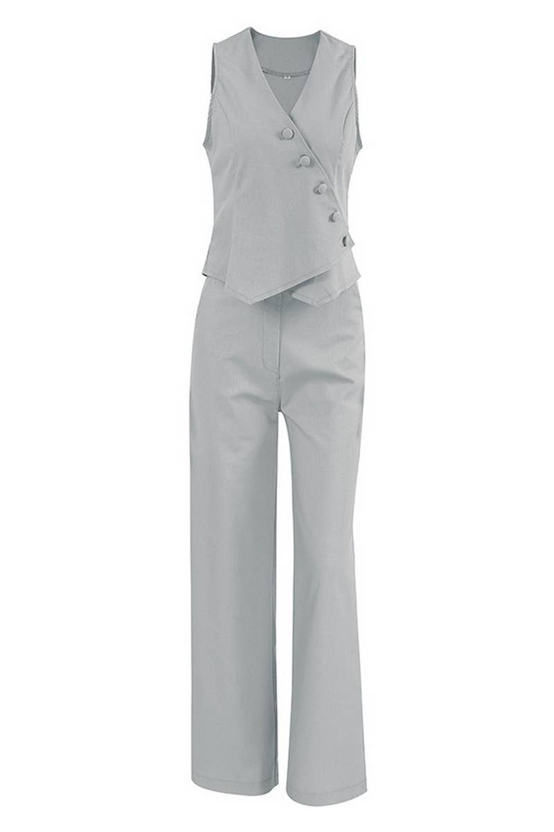 CWSTB1479_SUIT VEST COTTON AND LINEN STRAIGHT PANTS SUIT