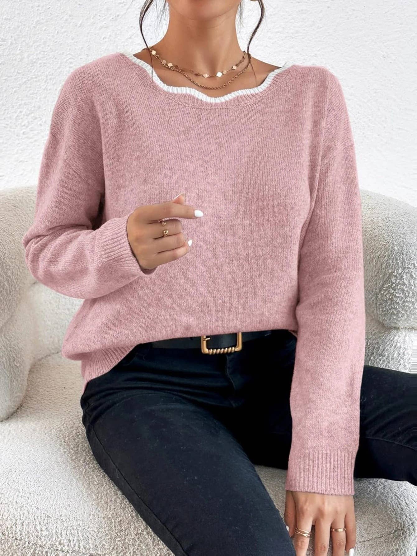 Bowknot lace-up back sexy back knitted a sweater