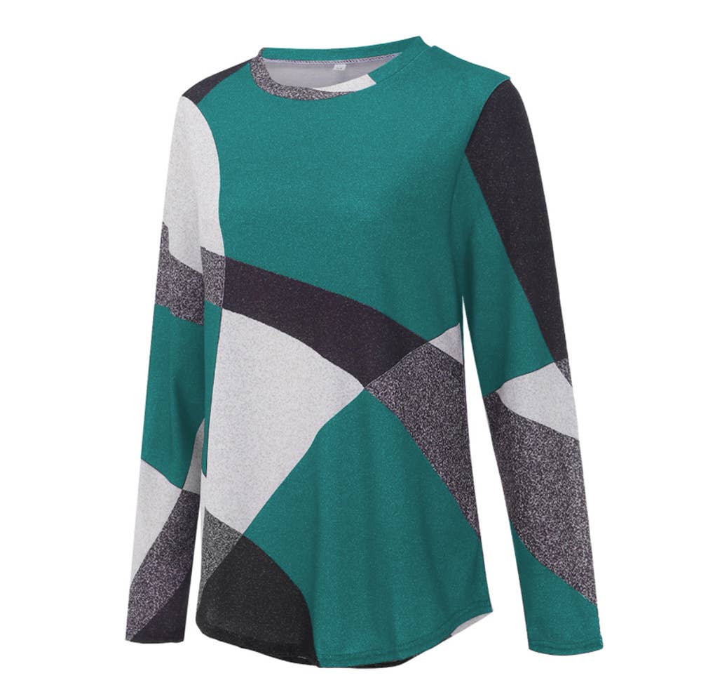 COMFORTABLE GEOMETRIC DESIGN COLOR CONTRAST SHIRT