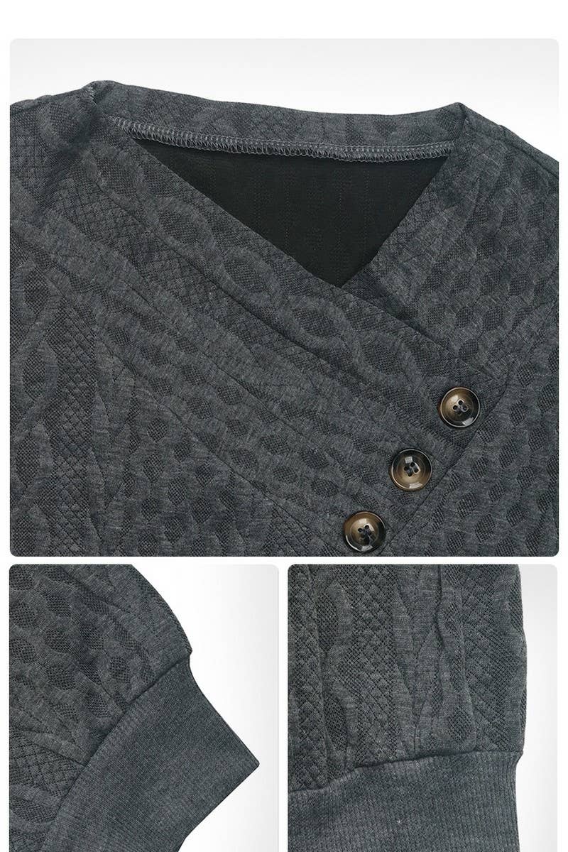 CWTBLL1236_LONG SLEEVE PLEATED SOLID COLOR SWEATSHIRT