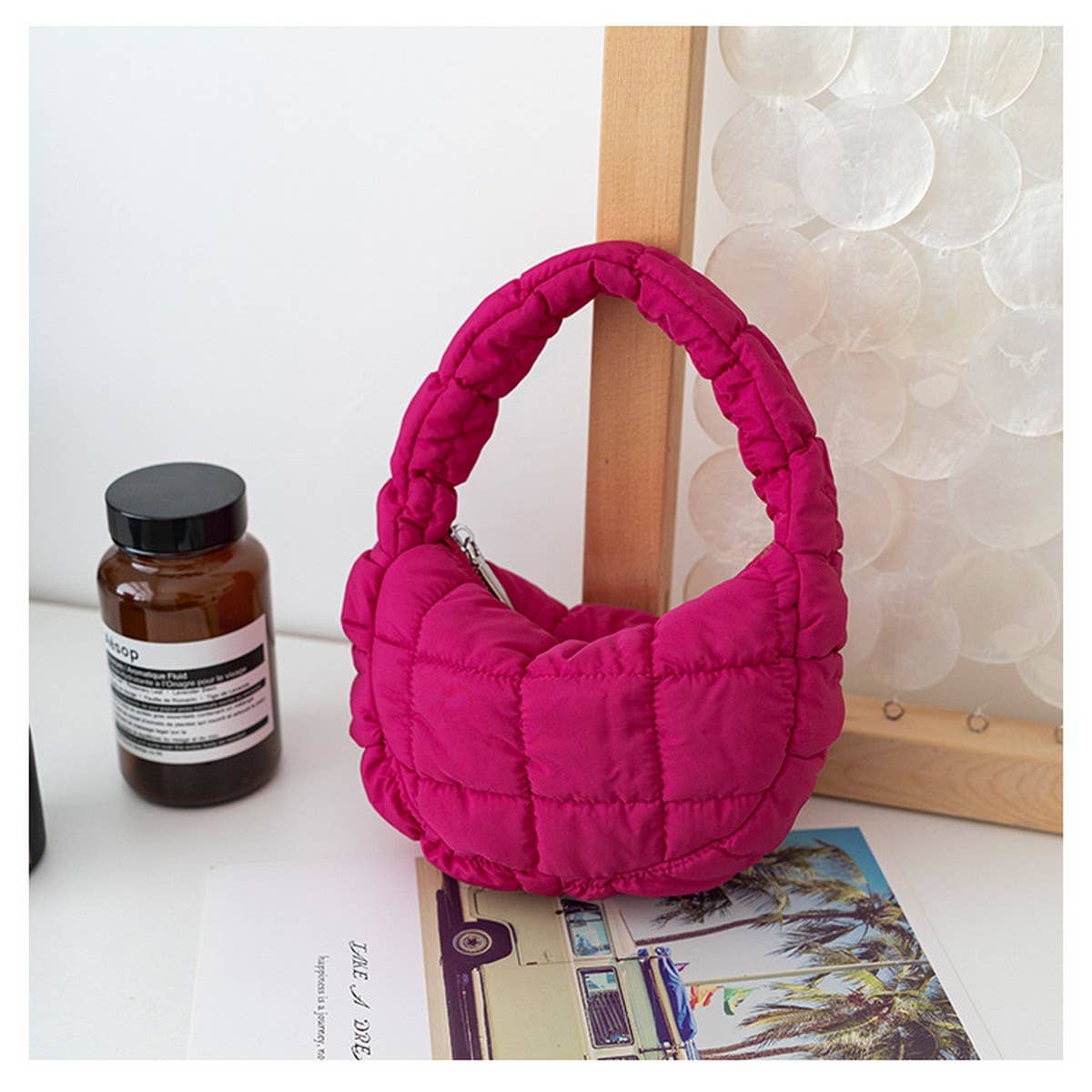 Stylish Plaid Puffy Cloud Handbag  Mini Tote_CUAB00506