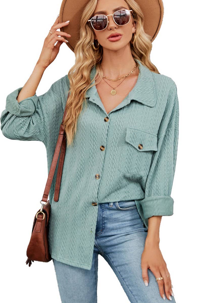 CWTSTL2066_LAPEL BUTTON POCKET LONG SLEEVE SHIRT COATS