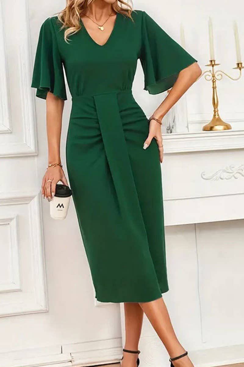 CWDSD7594_SPRING AND SUMMER WAIST KNOT MIDI DRESS