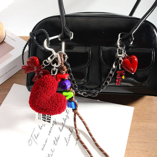Fashion Fluffy Kiss Heart Keychain Pendant_CWMM7644