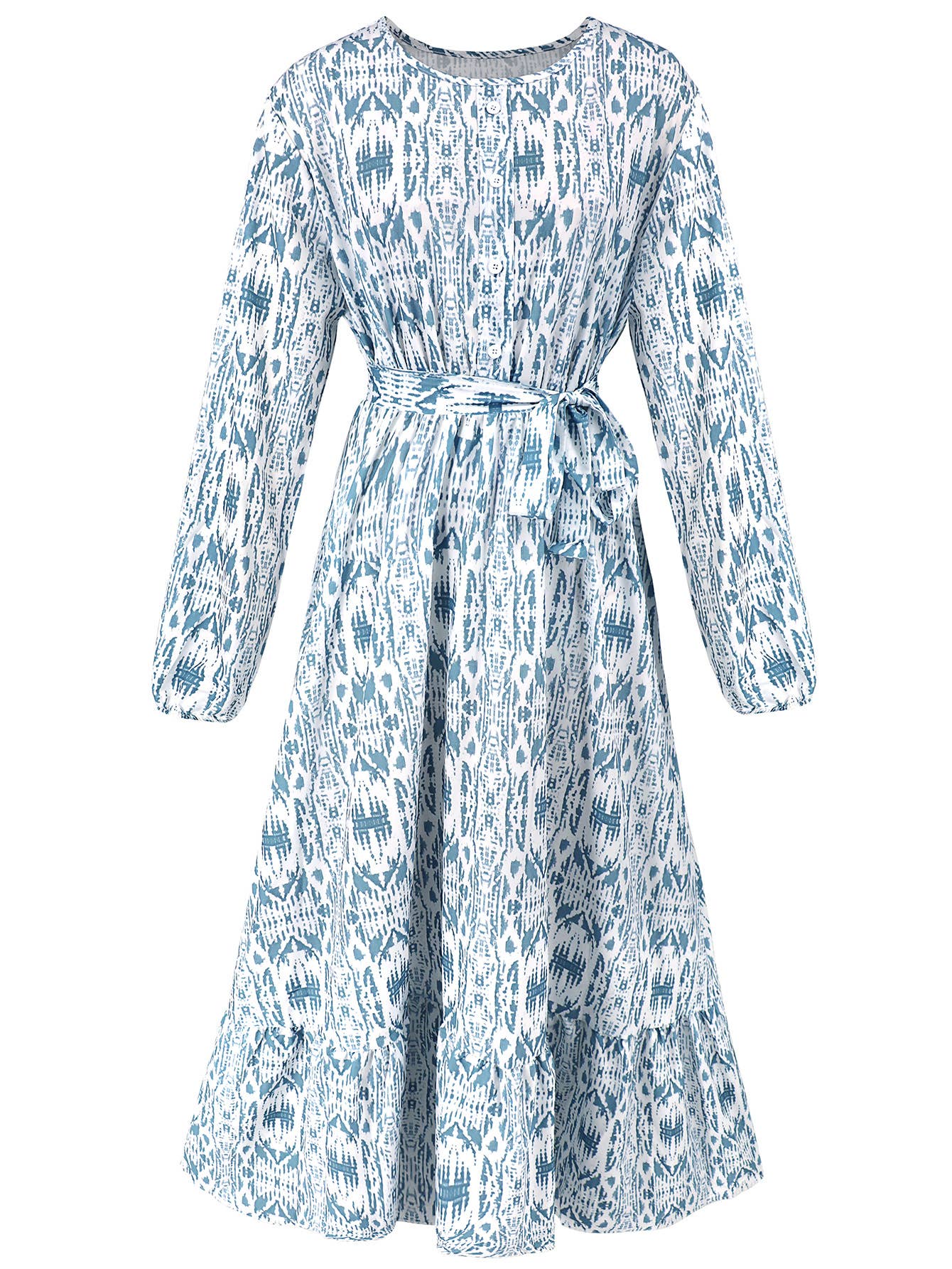 Button-Down Floral Long Beach Dress