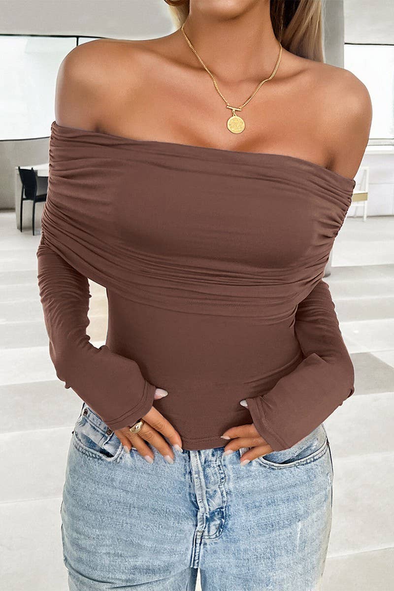 CWTTS1297_CASUAL SOLID COLOR PULLOVER ONE-SHOULDER KNITTED T