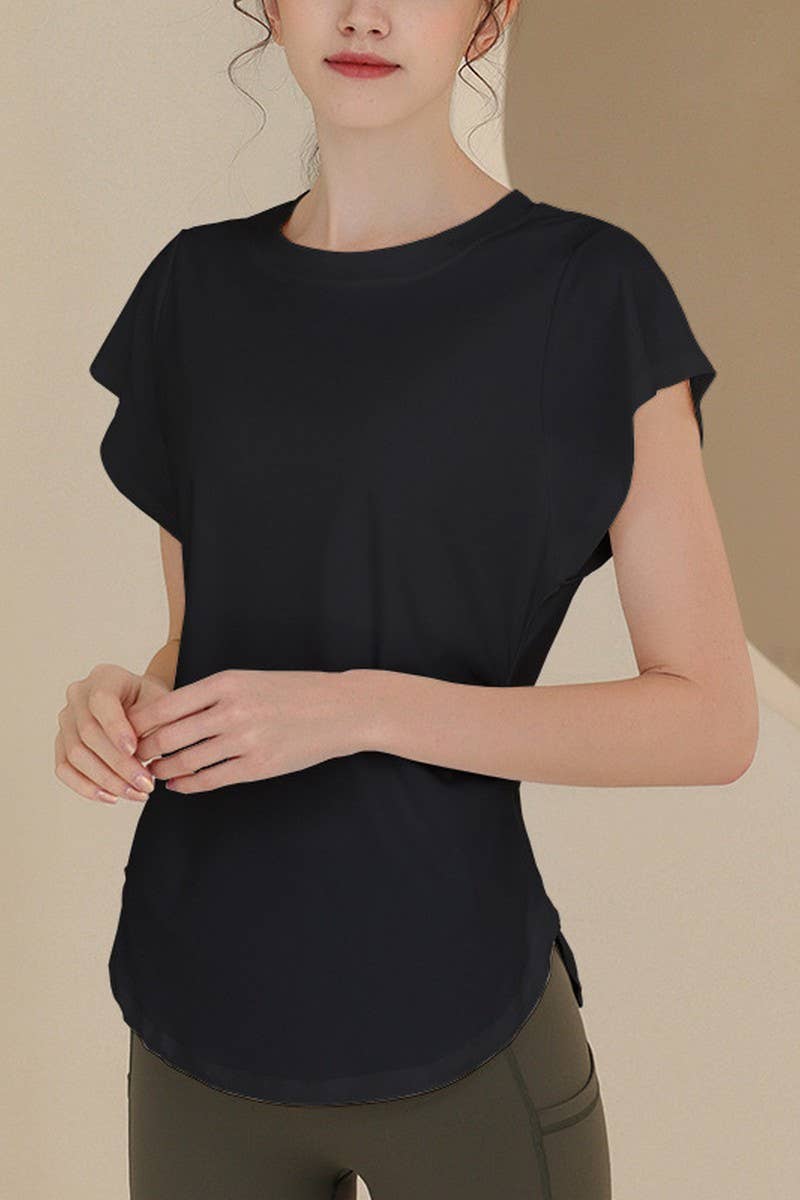 CWTSTS0394_ROUND NECK SHORT SLEEVE FITNESS YOGA TOP