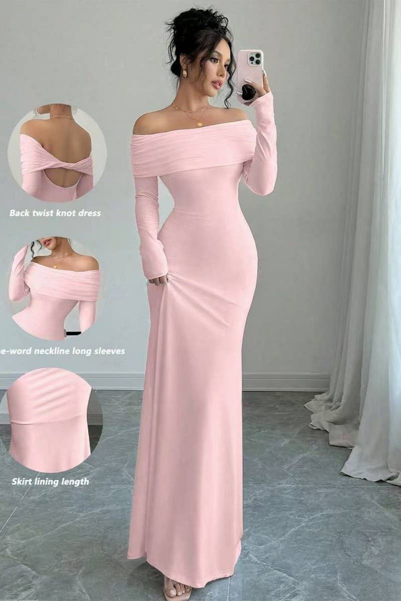 CWDMD01233_OFF SHOULDER BODYCON DRESS WOMEN ELEGANT FALL